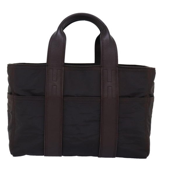 HERMES Acape Luco PM Hand Bag Nylon Brown Auth bs14449 - Picture 13 of 16